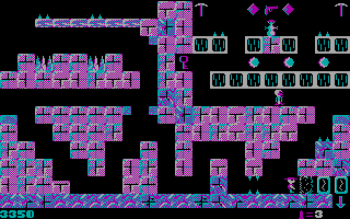 Arctic Adventure (DOS) screenshot: You need an axe in order to break this blocks