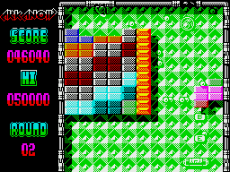 Arkanoid: Revenge of DOH (ZX Spectrum) screenshot: Smashing bricks
