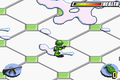 Army Men: Advance (Game Boy Advance) screenshot: These splashes of water are electrified so be careful