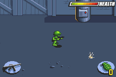 Army Men: Advance (Game Boy Advance) screenshot: You need to disable the gun tower or it will rip you in half