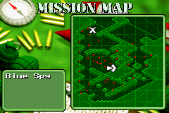 Army Men: Operation Green (Game Boy Advance) screenshot: The mission map shows you where to go for your mission objectives.