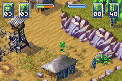 Army Men: Operation Green (Game Boy Advance) screenshot: The blue spy has some important info.