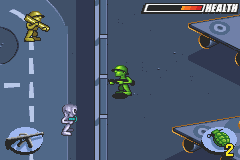 Army Men: Advance (Game Boy Advance) screenshot: Two new types of enemy appear an alien and a rocket launcher totting tan soldier