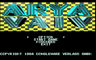 Arya Vaiv (Amiga) screenshot: Title screen / Main menu