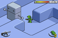 Army Men: Advance (Game Boy Advance) screenshot: These robots will crush you against the wall so best wait till its gone by