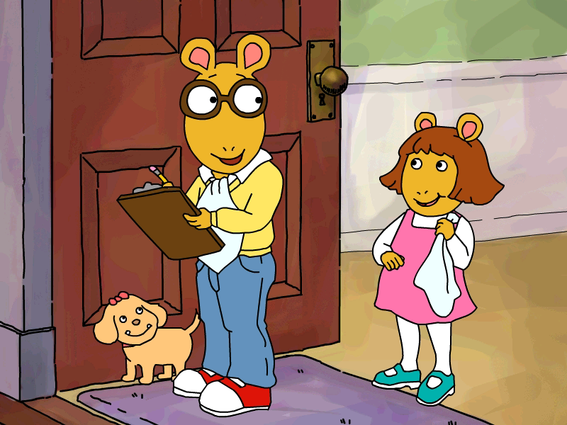Arthur's Pet Chase (Windows) screenshot: Intro - Arthur signs up his 30th customer.