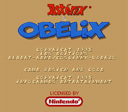Astérix & Obélix (SNES) screenshot: Copyright notice