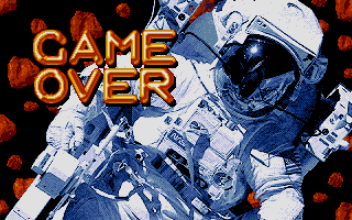 Asteroidia (Atari ST) screenshot: Game over