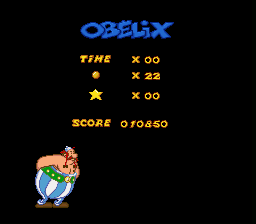 Astérix & Obélix (SNES) screenshot: After completing a level, you get bonus points for stuff you collected.