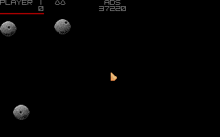 Asteroids Deluxe (Atari ST) screenshot: The first level has three big asteroids