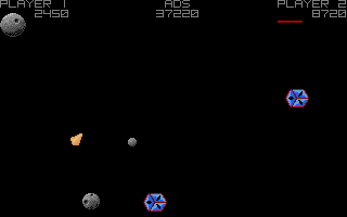 Asteroids Deluxe (Atari ST) screenshot: On a later level