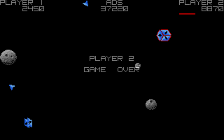 Asteroids Deluxe (Atari ST) screenshot: Game over