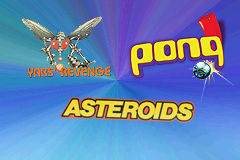 Pong / Asteroids / Yars' Revenge (Game Boy Advance) screenshot: Title Screen