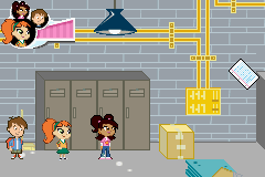 Atomic Betty (Game Boy Advance) screenshot: You have to navigate the level with all 3 kids.