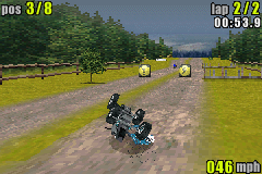 ATV: Quad Power Racing (Game Boy Advance) screenshot: Be careful that you land correctly or the bike will land on top of you.