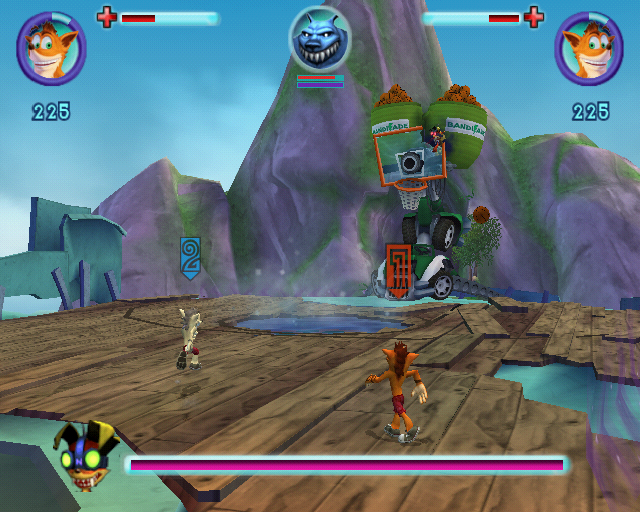 Crash: Mind over Mutant (PlayStation 2) screenshot: First boss.