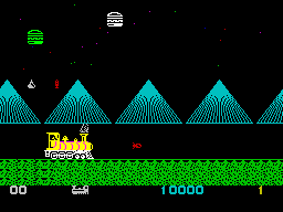 Casey Jones (ZX Spectrum) screenshot: Trying to shoot the burgers