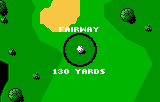 Awesome Golf (Lynx) screenshot: When the ball lands you are show how far it went and what type of land it has stopped on.
