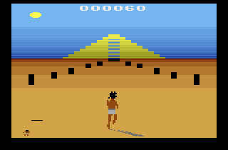 AVCStec Challenge (Atari 2600) screenshot: The pyramid gets bigger as you go.