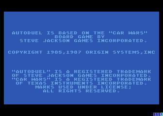 AutoDuel (Atari 8-bit) screenshot: Credits screen