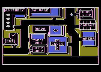 AutoDuel (Atari 8-bit) screenshot: The game begins here