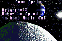 BackTrack (Game Boy Advance) screenshot: Options