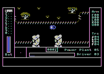 AutoDuel (Atari 8-bit) screenshot: Leaving town in your new vehicle...