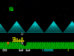 Casey Jones (ZX Spectrum) screenshot: Crashing into a crater
