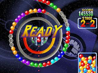 Ballistic (PlayStation) screenshot: Stage mode, remove empty spheres by clearing adjacent spheres