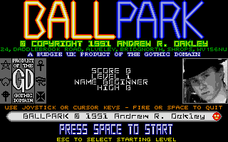 Ball Park (Atari ST) screenshot: Second title screen and info screen