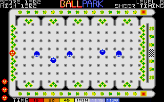 Ball Park (Atari ST) screenshot: Lots of score bonuses and lots of enemies