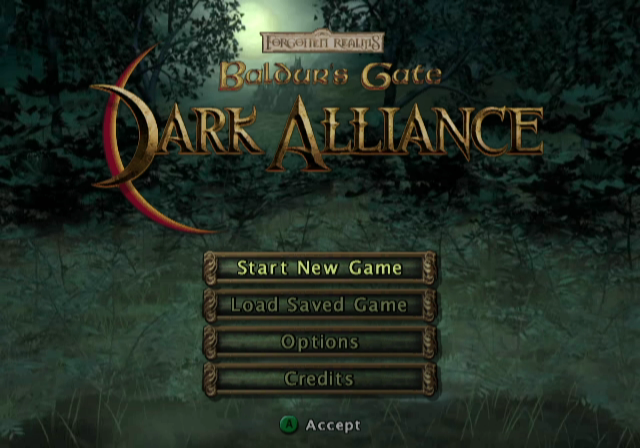 Baldur's Gate: Dark Alliance (GameCube) screenshot: Title screen / main menu