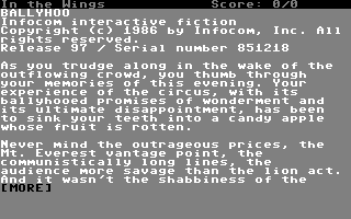 Ballyhoo (Commodore 64) screenshot: Opening screen