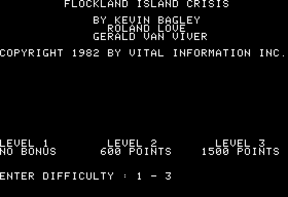 Flockland Island Crisis (Apple II) screenshot: Options