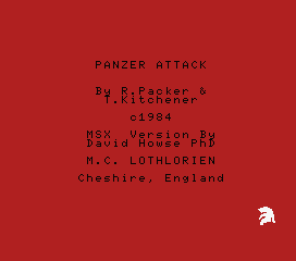 Panzer Attack (MSX) screenshot: Title screen and credits
