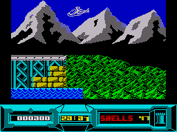 Battle Valley (ZX Spectrum) screenshot: You can also fly a helicopter around