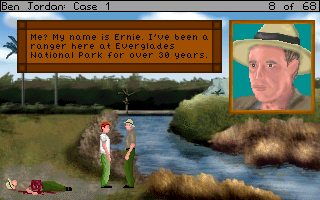 Ben Jordan: Paranormal Investigator Case 1 - In Search of the Skunk-Ape (Deluxe Edition) (Windows) screenshot: Talking with ranger after arriving the Everglades, Florida...
