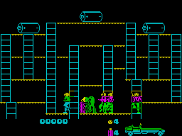 Bear Bovver (ZX Spectrum) screenshot: If you get the enemies to follow you can drop a bomb and blow them up