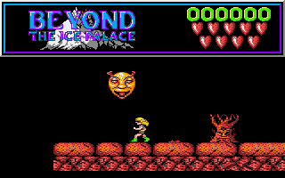 Beyond the Ice Palace (Amiga) screenshot: By pressing a formerly set key you can summon the spirit to help you out.