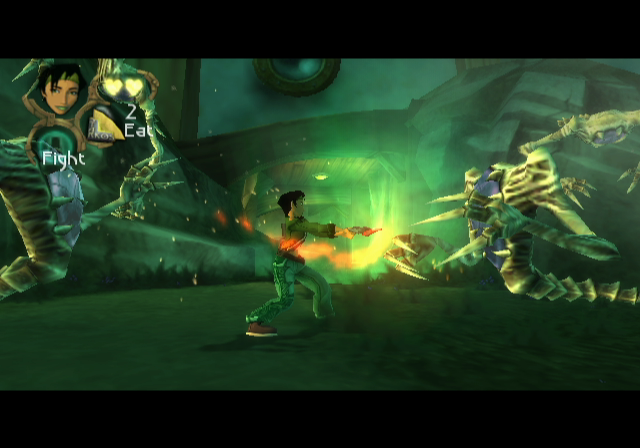 Beyond Good & Evil (GameCube) screenshot: The first battle with the Domz