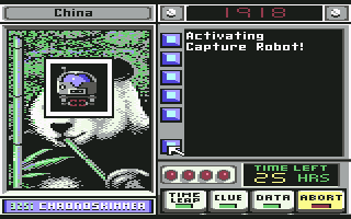 Where in Time Is Carmen Sandiego? (Commodore 64) screenshot: Capture Robot Activated!