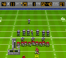 Bill Walsh College Football (SNES) screenshot: Kicking a field goal.