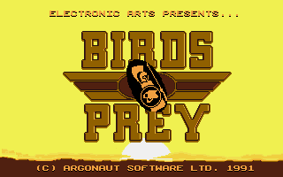 Birds of Prey (Amiga) screenshot: Title screen with the rotating Argonaut Software logo in the middle