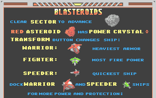 Blasteroids (Atari ST) screenshot: Game information screen