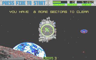 Blasteroids (Atari ST) screenshot: Fly into the portal to move on form the level