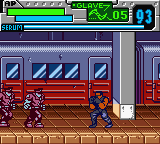 Blade (Game Boy Color) screenshot: Blade takes on two zombies with a military/retro fashion sense