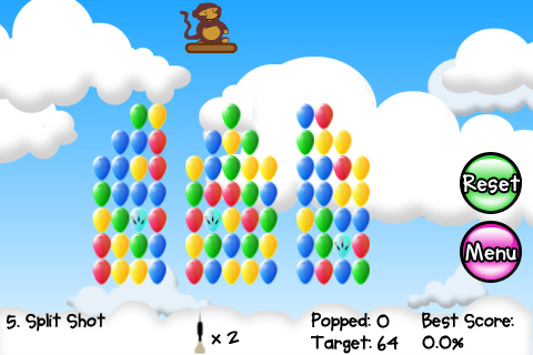 Bloons (iPhone) screenshot: Be resourceful with the limited number of darts