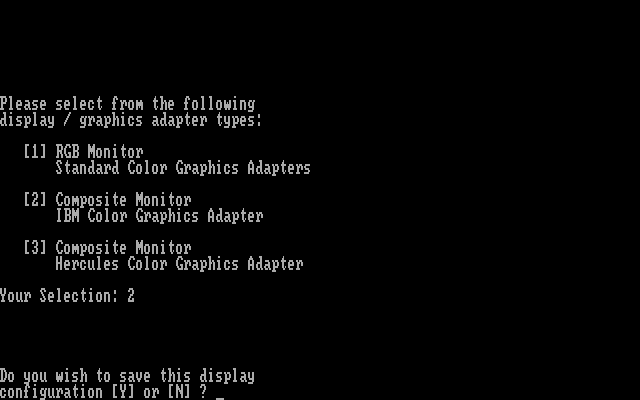 Wilderness: A Survival Adventure (DOS) screenshot: Select Graphic Mode (CGA)