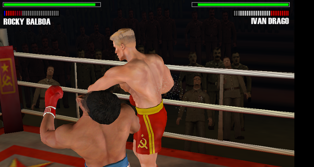 Rocky Balboa (PSP) screenshot: Beating Drago's gloves with my face!