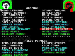 ZX Football Manager 2005 (ZX Spectrum) screenshot: Picking an eleven